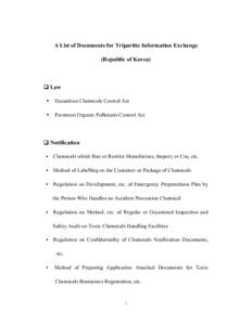 A List of Documents for Tripartite Information Exchange
