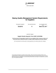 CAGE CodeBoeing Quality Management System Requirements for Suppliers DOCUMENT NUMBER: