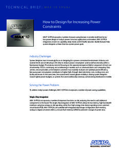 TECHNICAL BRIEF:  MAX 10 FPGAs How to Design for Increasing Power Constraints