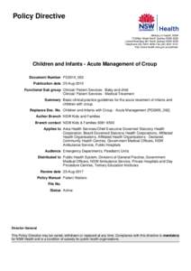 Children and Infants - Acute Management of Croup