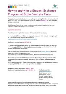 How to apply for a Student Exchange Program at Ecole Centrale Paris