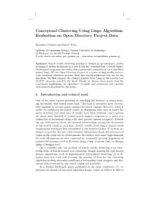 Conceptual Clustering Using Lingo Algorithm: Evaluation on Open Directory Project Data Stanislaw Osi´ nski and Dawid Weiss Institute of Computing Science, Pozna´ n University of Technology,
