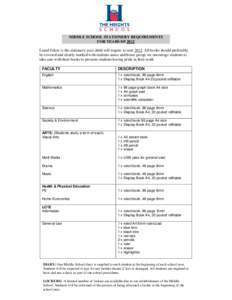 MIDDLE SCHOOL STATIONERY REQUIREMENTS FOR YEARSListed below is the stationery your child will require to startAll books should preferably be covered and clearly marked with students name and home group, 