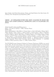 39th COSPAR Scientific AssemblySpace Studies of the Earth-Moon System, Planets, and Small Bodies of the Solar System (B) Planetary Data Management and Exploitation (B0.9)  IMPEX - AN INFRASTRUCTURE FOR JOINT ANALY