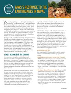 AJWS’S RESPONSE TO THE EARTHQUAKES IN NEPAL Photograph by Sam Wolthuis O