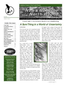 Audubon Center of the North Woods  News ffrom rom tthe he North W