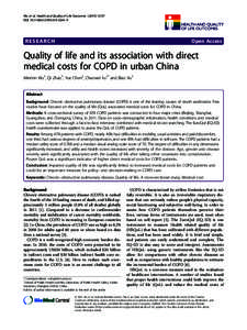 Quality of life and its association with direct medical costs for COPD in urban China