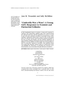 Children’s Literature in Education, Vol. 34, No. 1, March 2003 (䉷 Ann M. Trousdale is an Associate Professor at Louisiana State University, where she teaches courses in children’s literature and storytelling