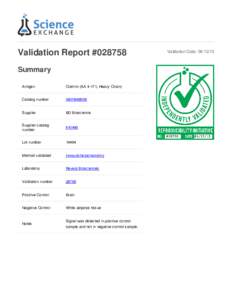 Validation Report #Summary Antigen Clathrin (AA 4-171, Heavy Chain)