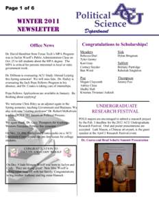 Page 1 of 6  WINTER 2011 Newsletter  Political