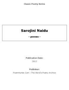Classic Poetry Series  Sarojini Naidu