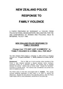NEW ZEALAND POLICE RESPONSE TO FAMILY VIOLENCE
