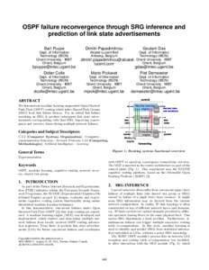 OSPF failure reconvergence through SRG inference and prediction of link state advertisements Bart Puype Dimitri Papadimitriou