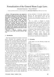 Formalization of the General Hoare Logic Laws Aleksandar Kupusinac 1, Dusan Malbaski 1 1