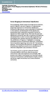 Cambridge University Press[removed]6 - Forum Shopping in International Adjudication: The Role of Preliminary Objections Luiz Eduardo Salles Frontmatter More information