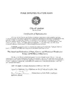 PUBLIC EMPLOYEES RELATIONS BOARD  City of Lawton Case No. M1400  Certification ofCRJ?presentative