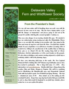 Delaware Valley Fern and Wildflower Society JANUARY 2015 New! Meeting Venue Change From the President’s Desk: