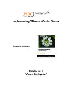 Implementing VMware vCenter Server  Konstantin Kuminsky Chapter No. 1 