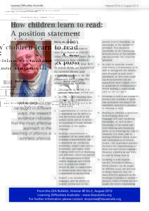 Volume 45 No 2, AugustLearning Difficulties Australia How children learn to read: A position statement