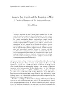 Japanese Journal of Religious Studies[removed]–2  Japanese Zen Schools and the Transition to Meiji A Plurality of Responses in the Nineteenth Century Michel MOHR