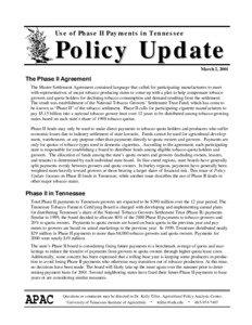 Use of Phase II Payments in Tennessee  Policy Update