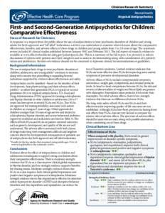 Clinician Research Summary Mental Health Atypical Antipsychotics  First- and Second-Generation Antipsychotics for Children: