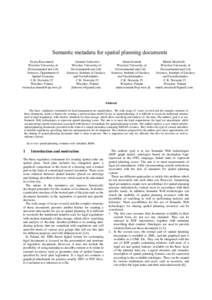 Semantic metadata for spatial planning documents Iwona Kaczmarek Wroclaw University of Environmental and Life Sciences, Department of Spatial Economy