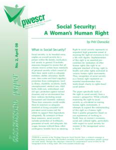 discaussion paper  No. 2, April 08 Social Security: A Woman’s Human Right