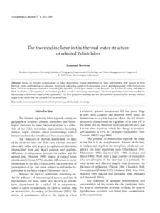The thermocline layer in the thermal water structure of selected Polish lakes Limnological Review 7, 3: 