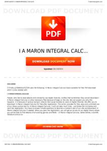 BOOKS ABOUT I A MARON INTEGRAL CALCULUS  Cityhalllosangeles.com I A MARON INTEGRAL CALC...