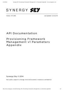 Synergy SKY Provisioning Framework Management v1 Parameters Appendix - doc.synergysky.com Version: 