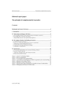 Informal expert paper  The principle of complementarity in practice. Informal expert paper: The principle of complementarity in practice