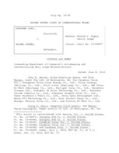 Slip Op. 16- UNITED STATES COURT OF INTERNATIONAL TRADE SUNPOWER CORP., Plaintiff, v.