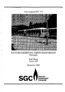 Arbetsrapport SGC A21  NATURGASDRIVNA JÄRNVÄGSFORDON Förstudie Rolf Öberg SyconAB