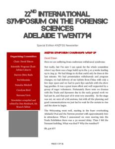 ND  22 INTERNATIONAL SYMPOSIUM ON THE FORENSIC SCIENCES ADELAIDE TWENTY14