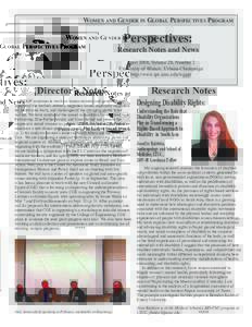 WOMEN AND GENDER IN GLOBAL PERSPECTIVES PROGRAM  Perspectives: Research Notes and News April 2008, Volume 28, Number 2