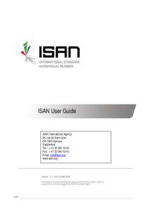 ISAN User Guide  ISAN International Agency