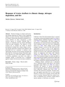 Plant Ecol:191–194 DOIs11258Response of Arnica dealbata to climate change, nitrogen deposition, and fire Matthew Hurteau Æ Malcolm North