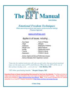 The  Manual Sixth Edition  Emotional Freedom Techniques