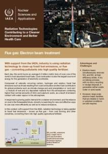 Radiation Technologies: Contributing to a Cleaner Environment and Better Health Care  Flue gas: Electron beam treatment