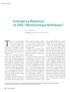 Cover Story  Emergency Response at ZAO “Belomorskaya Neftebaza” By N. Rybchak1 Key words: Kangalaksha Bay, oil spills, oil pollution