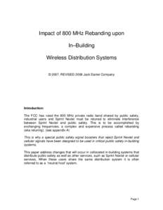 800 MHz Band Reconfiguration Overview