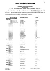 1 PANJAB UNIVERSITY CHANDIGARH B.Sc. 3rd  Notification No B..Sc.-III/2013-A/2