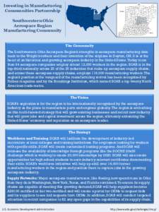 Investing in Manufacturing Communities Partnership Southwestern Ohio Aerospace Region Manufacturing Community