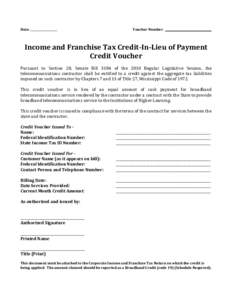 Date: ___________________  Voucher Number: _________________________________ Income and Franchise Tax Credit-In-Lieu of Payment Credit Voucher