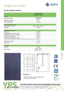 Ningbo Qixin Solar Polykristallijne modules SL240TU-30P 240Wp blank poly  Cellen