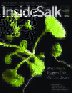 INSIDE » Faculty Promotions » California Awards Stem Cell Grants » Master Plan Update  Where cures begin. THE SALK INSTITUTE FOR BIOLOGICAL