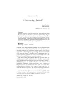 Disputatio LecturerIs Epistemology Tainted?1 Jason Stanley Yale University BIBLID626X; pp. 1-35]