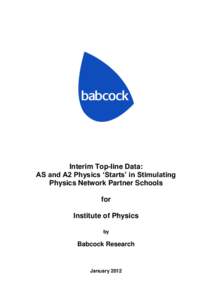 Interim Top-line Data: AS and A2 Physics ‘Starts’ in Stimulating Physics Network Partner Schools for Institute of Physics by
