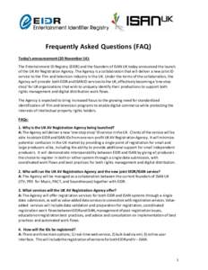 Microsoft Word - UK Agency Announcement FAQ - Finaldocx